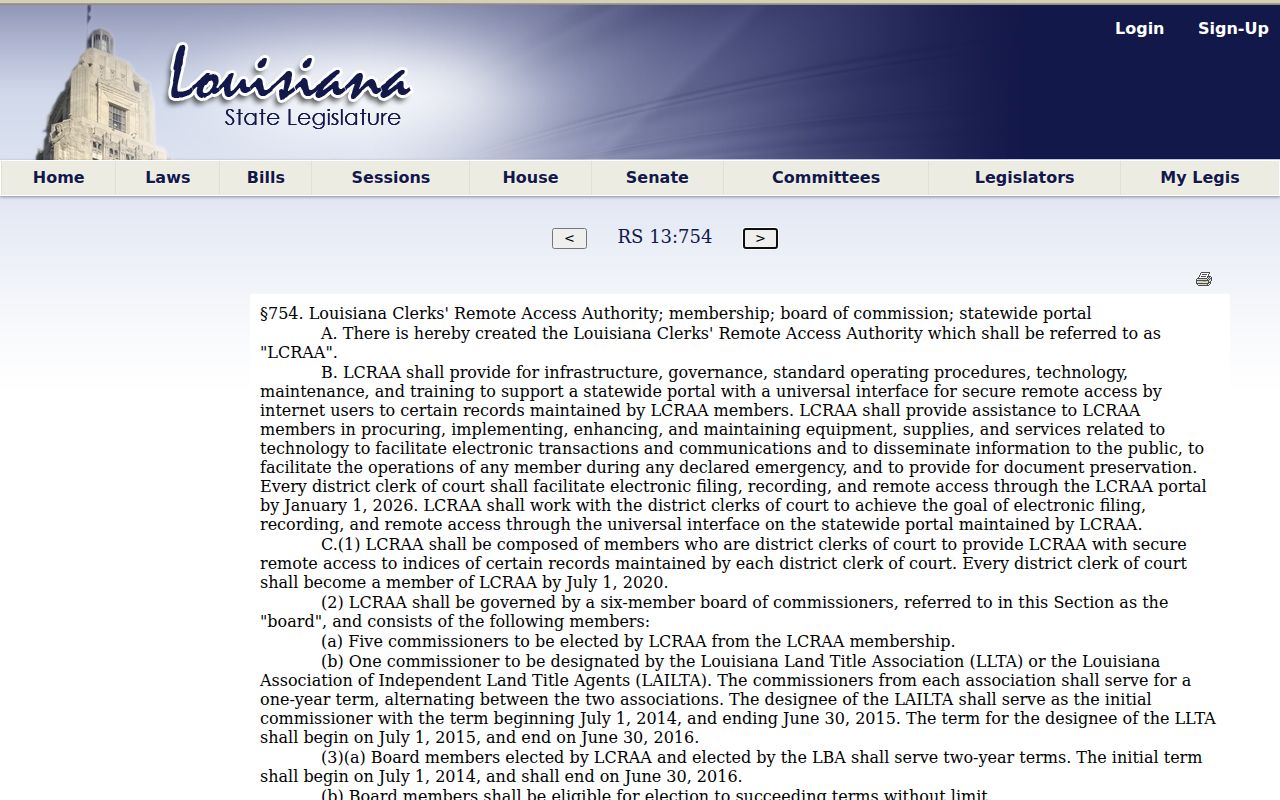 Calcasieu Parish case search statewide LCRAA access statute