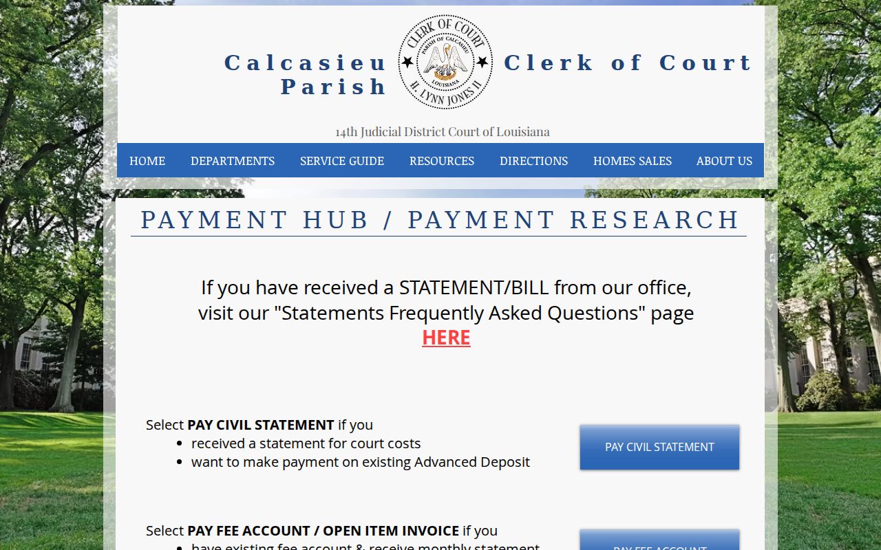 Calcasieu Parish court records Clerk payment hub