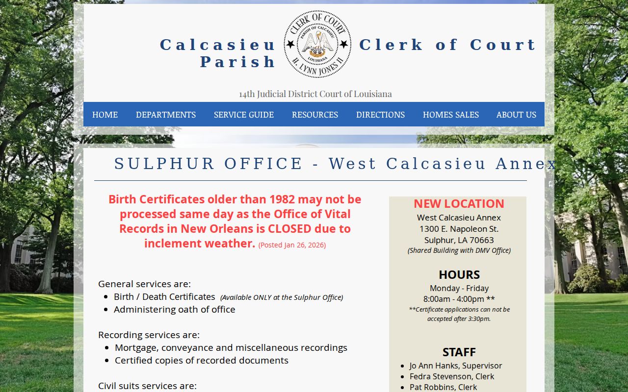 Calcasieu Parish court records West Calcasieu Annex service page