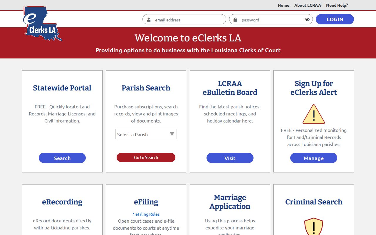 Calcasieu Parish court docket LCRAA statewide portal