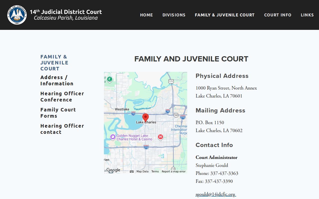 Calcasieu Parish court docket Family and Juvenile Court information
