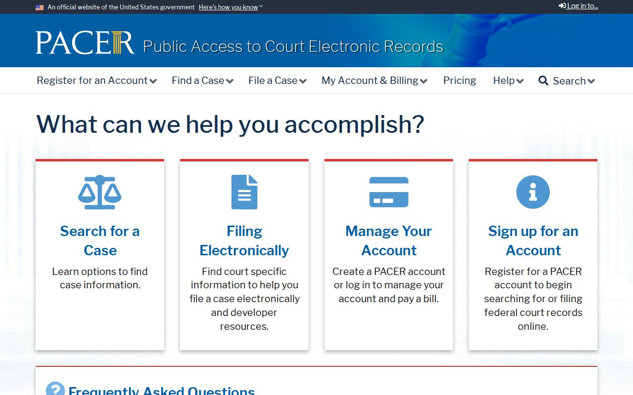 Lake Charles court docket research and PACER federal records service