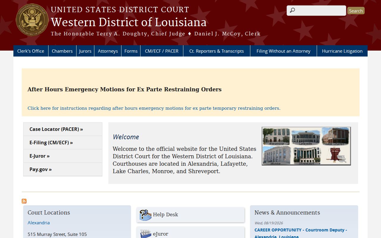 Lake Charles court docket distinction from Western District of Louisiana records