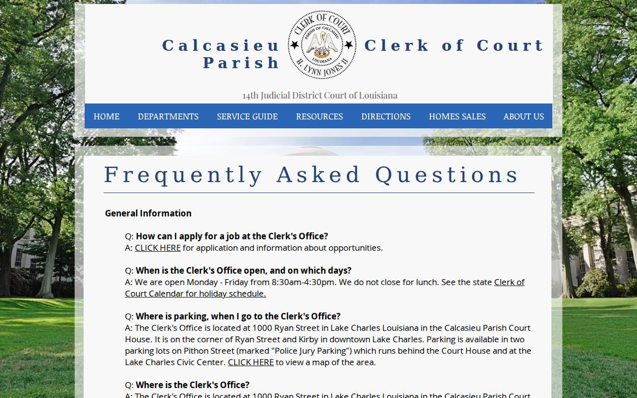 Sulphur court docket records route through Calcasieu Parish Clerk copy services