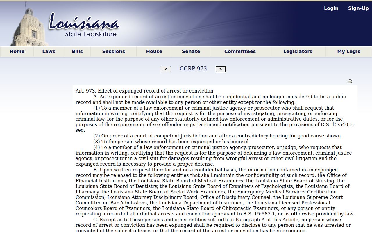 Westlake court docket expunged record confidentiality under Louisiana law